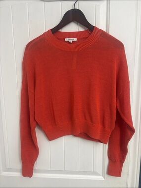 Madewell Orange Cropped Crewneck Sweater BNWT